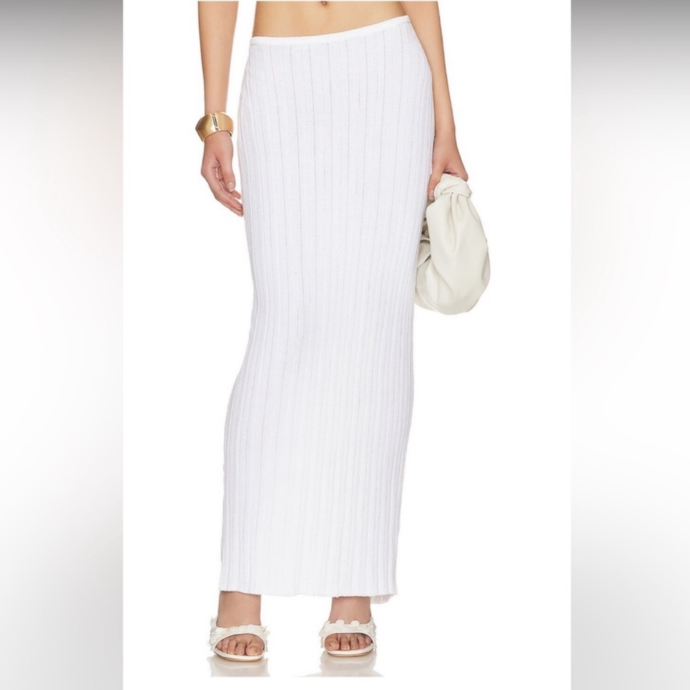 SNDYS Baha Ribbed Skirt White